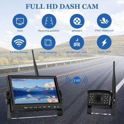 7 inch Car Digital Wireless Rear-view Split-screen Monitor Four Record