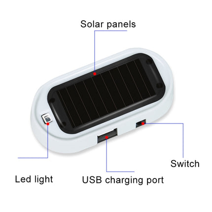 Car Solar Energy Anti-theft Device LED Warning Light, Blue, Red