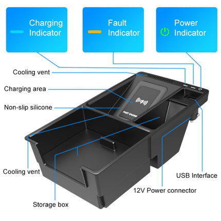 HFC-1050 Car Qi Standard Wireless Charger 10W Quick Charging for Audi A4L 2017-2022, Left Driving, HFC-1050