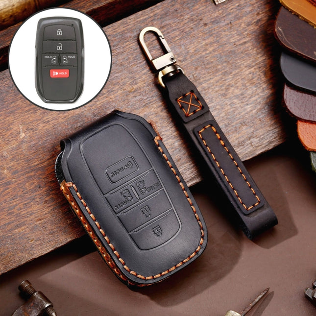 Hallmo Car Genuine Leather Key Protective Cover for Toyota Sienna 5-button, For Toyota Sienna 5-button (Brown), For Toyota Sienna 5-button (Black), For Toyota Sienna 5-button (Blue)