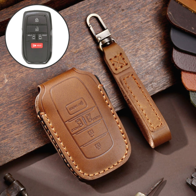 Hallmo Car Genuine Leather Key Protective Cover for Toyota Sienna 5-button, For Toyota Sienna 5-button (Brown), For Toyota Sienna 5-button (Black), For Toyota Sienna 5-button (Blue)