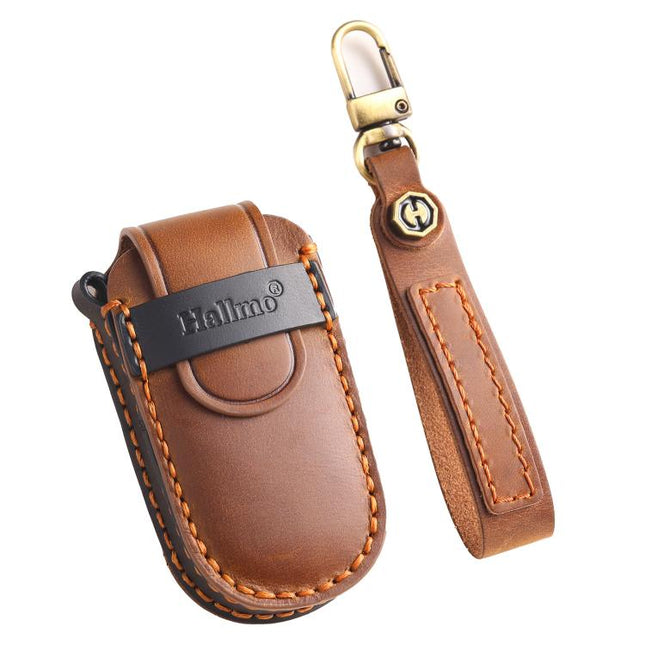 Hallmo Car Genuine Leather Key Protective Cover for Jeep Compass 4-button, For Jeep Compass 4-button (Brown), For Jeep Compass 4-button (Black), For Jeep Compass 4-button (Blue)