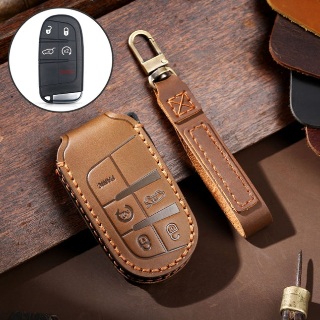 Hallmo Car Genuine Leather Key Protective Cover for Jeep Compass 5-button, For Jeep Compass 5-button (Brown), For Jeep Compass 5-button (Black), For Jeep Compass 5-button (Blue)
