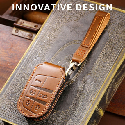 Hallmo Car Genuine Leather Key Protective Cover for Jeep Compass 5-button, For Jeep Compass 5-button (Brown), For Jeep Compass 5-button (Black), For Jeep Compass 5-button (Blue)