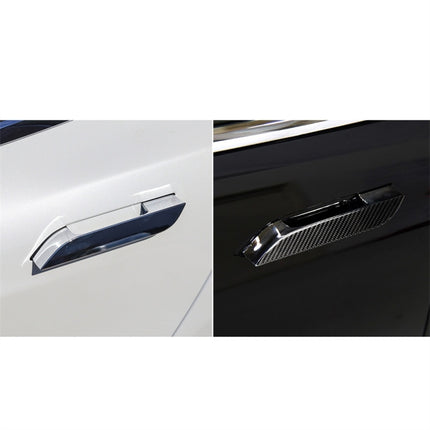 4 PCS Carbon Fiber Car Outside Handle Decorative Sticker for Tesla Model S, Outside Handle