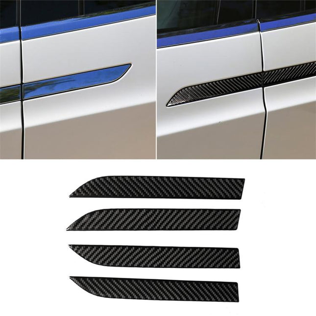 4 PCS Carbon Fiber Car Outer Door Handle Panel Decorative Sticker for Tesla Model X, Outer Door Handle Panel