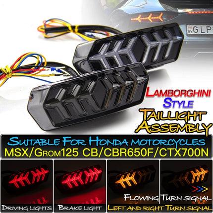 2 PCS KC670 Motorcycle Integrated Flashing Turn Signal Brake Tail Light for Honda MSX125 CBR650F CTX700, KC670