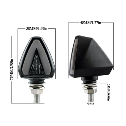 2 PCS KC018A Motorcycle Triangular V-shaped Two-color LED Brake Turn Signal Light