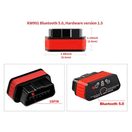 KONNWEI KW901 Android Phone OBD2 Car Bluetooth 5.0 Diagnostic Scan Tools, Bluetooth 5.0