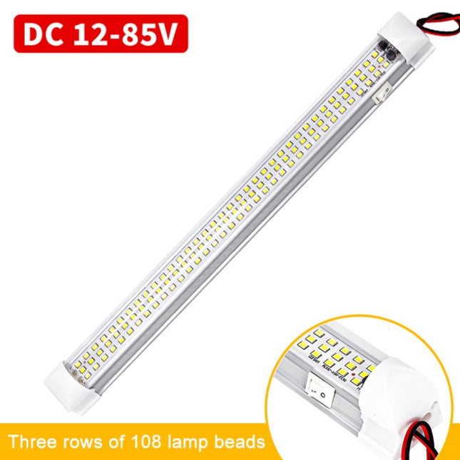 2 PCS ZS-3333 Side Switch Type 12-80V High Bright 108LEDs Car Dome Light Cabin Light Bar, ZS-3333 Side Switch Type