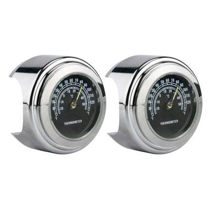 2 PCS Motorcycle 22-25mm Handlebar Thermometer, Thermometer (White), Thermometer (Black)