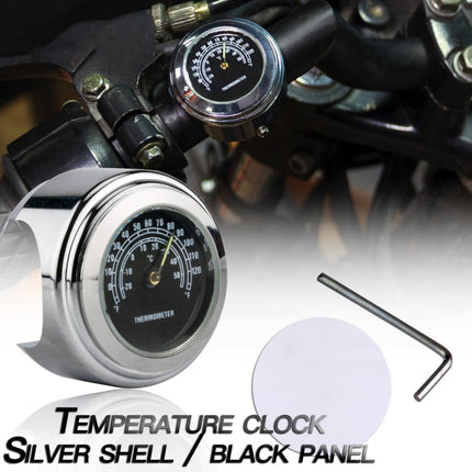 2 PCS Motorcycle 22-25mm Handlebar Thermometer, Thermometer (Black), Thermometer (White)