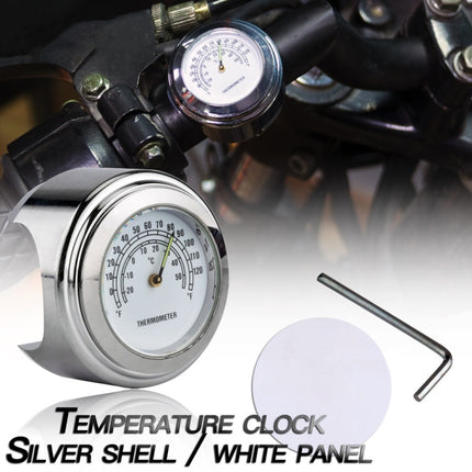 2 PCS Motorcycle 22-25mm Handlebar Thermometer, Thermometer (White), Thermometer (Black)