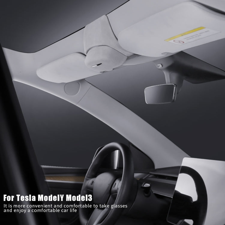 Car Suede Wrap Version Sunglasses Storage Box for Tesla Model 3 2019-2023