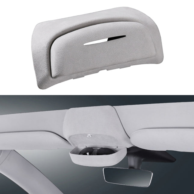 Car Suede Wrap Version Sunglasses Storage Box for Tesla Model Y 2019-2023, Suede Wrap Version for Tesla Model Y