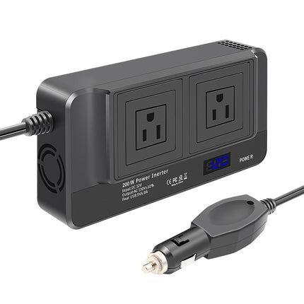 DC12V 200W AC110V Car Smart Multi-functional Digital Display Inverter, US Plug, US Plug