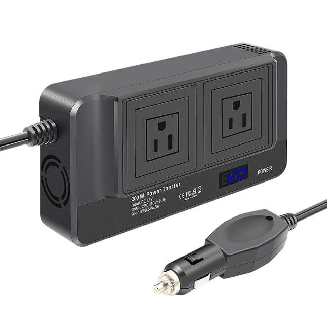 DC12V 200W AC110V Car Smart Multi-functional Digital Display Inverter, US Plug, US Plug