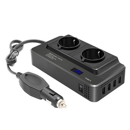 DC12V 200W AC220V Car Smart Multi-functional Digital Display Inverter, EU Plug, EU Plug