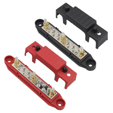 1 Pair 48V 150A M6 Power Distribution Terminal Block Battery Bus Bar Set, M6