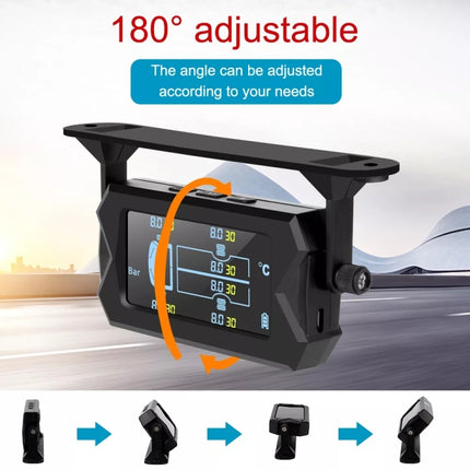 8 Bar Solar Wireless Tire Pressure Monitoring System TPMS 6 External Sensors for 6-wheel Truck Bus, 8Bar