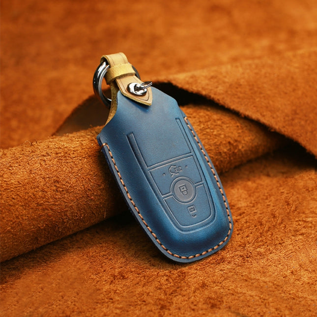 For Ford Car Cowhide Leather Key Protective Cover Key Case, Three Keys Version