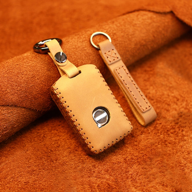 For Volvo Single Slit Style Car Cowhide Leather Key Protective Cover Key Case