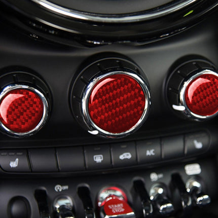 Car Carbon Fiber Multimedia Knob Decorative Sticker for BMW Mini F55 F56 F60, Left and Right Drive Universal
