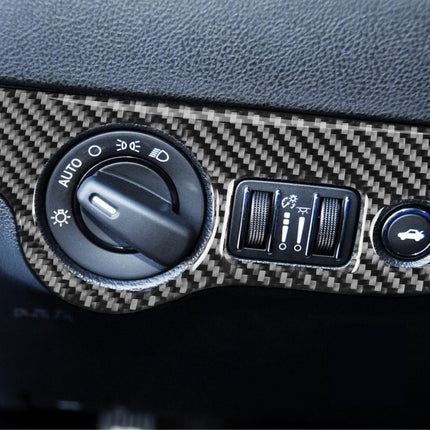 Carbon Fiber Car Headlight Switch Panel Decorative Sticker for Dodge Challenger 2015 to Now, Left Driving, Headlight Switch Panel