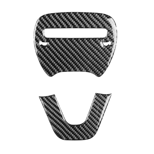 2 PCS / Set Carbon Fiber Car Steering Wheel Logo + Chin Decorative Sticker for Dodge Challenger 2015 to Now, Left Driving