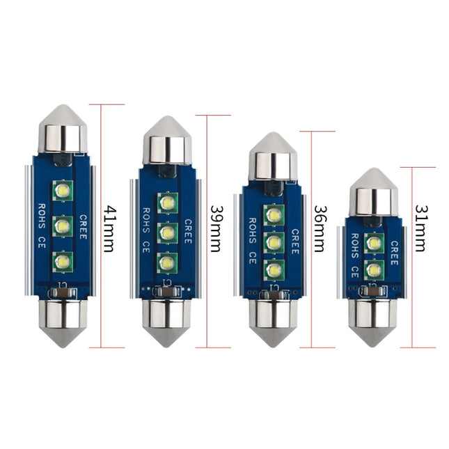 2pcs 36mm IC12V /  2.76W / 0.23A / 300LM 3LEDs SMD Car Reading Lamp Dome Light, 36mm