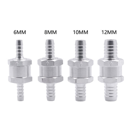 Car 10mm Aluminium Alloy Fuel Petrol One Way Non Return Check Valve, 10mm Silver
