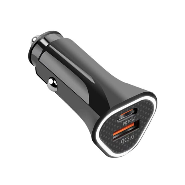 PD + QC3.0 Car 2 in 1 Triangle Fast Charger Car Cigarette Lighter, Car Triangle Charger