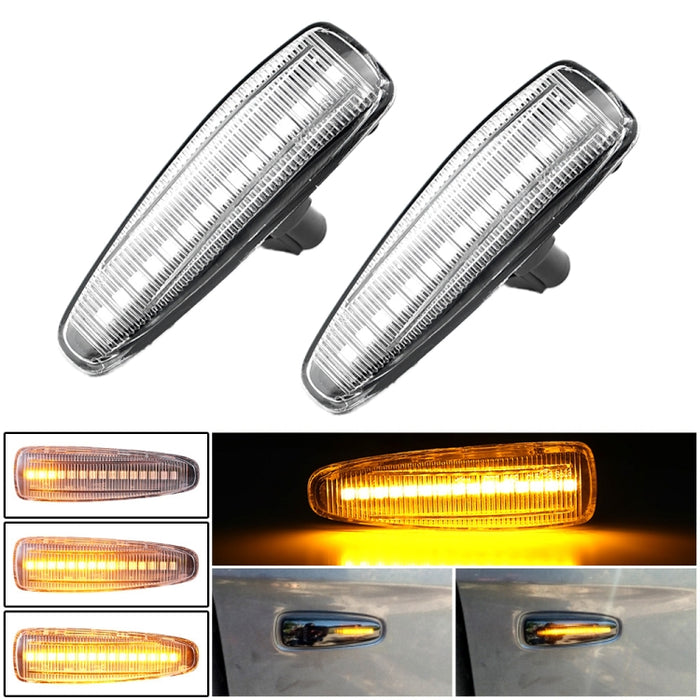 2pcs For Mitsubishi Lancer 2008-2018 Car Dynamic LED Fender Side Light, For Mitsubishi Lancer 2008-2018 (Transparent), For Mitsubishi Lancer 2008-2018 (Transparent Black)