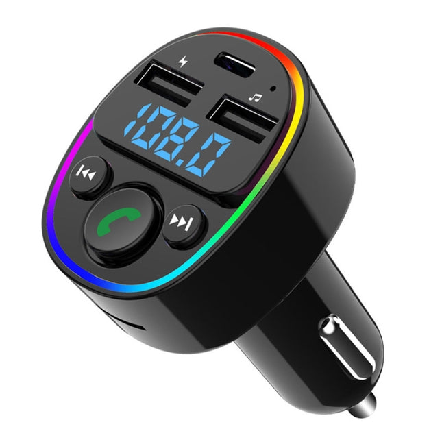 Car Bluetooth MP3 Player Audio FM Transmitter with Ambient Light, MP3 Player
