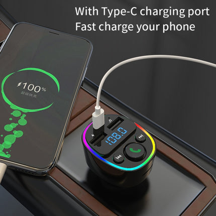 Car Bluetooth MP3 Player Audio FM Transmitter with Ambient Light, MP3 Player