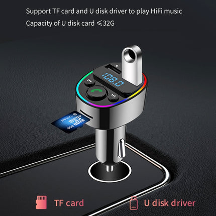 Car Bluetooth MP3 Player Audio FM Transmitter with Ambient Light, MP3 Player