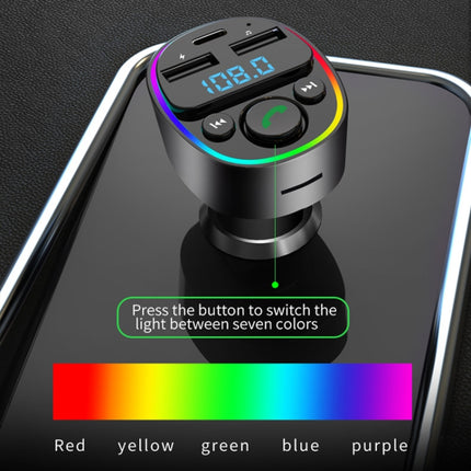 Car Bluetooth MP3 Player Audio FM Transmitter with Ambient Light, MP3 Player