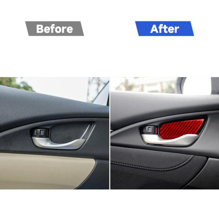 Car Carbon Fiber Inside Door Wrist Decorative Sticker for Honda Tenth Generation Civic 2016-2019, Left and Right Drive Universal, Inside Door Wrist