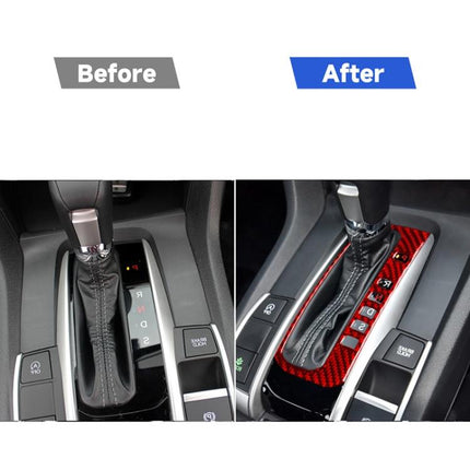 Car Carbon Fiber Gear Button Frame Decorative Sticker for Honda Tenth Generation Civic 2016-2019, Right Drive, Gear Button Right Drive