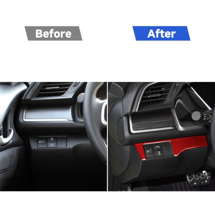 Car Carbon Fiber Headlight Switch Panel Decorative Sticker for Honda Tenth Generation Civic 2016-2019, Left Drive, Headlight Switch Left Drive