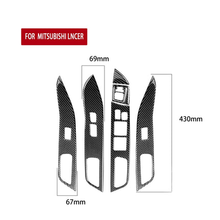 6 PCS Car Carbon Fiber Glass Lift Panel Decorative Sticker for Mitsubishi Lancer EVO 2008-2015, Right Drive
