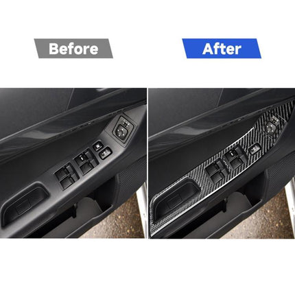 6 PCS Car Carbon Fiber Glass Lift Panel Decorative Sticker for Mitsubishi Lancer EVO 2008-2015, Left Drive, Glass Lift Panel, Left Drive
