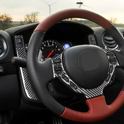 3 PCS Car Carbon Fiber Dashboard Steering Wheel Buttons Decorative Sticker for Nissan GTR R35 2008-2016, Left and Right Drive Universal, Dashboard Steering Wheel Buttons