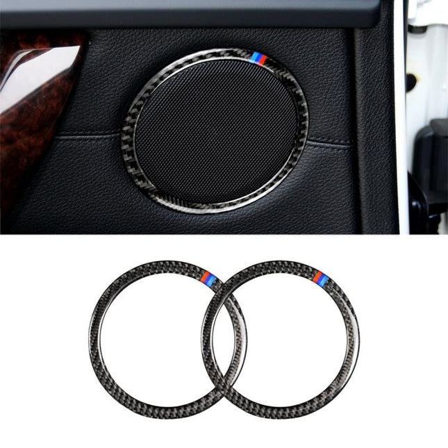 Three Color Carbon Fiber Car Horn Circle Decorative Sticker for BMW E90 / E84 / 320i / 325i