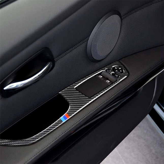 2 PCS Three Color Carbon Fiber Car Left Driving Lifting Panel Decorative Sticker for BMW E92 2005-2012, Diameter: 40.4cm, Diameter: 40.4cm(Three Color)