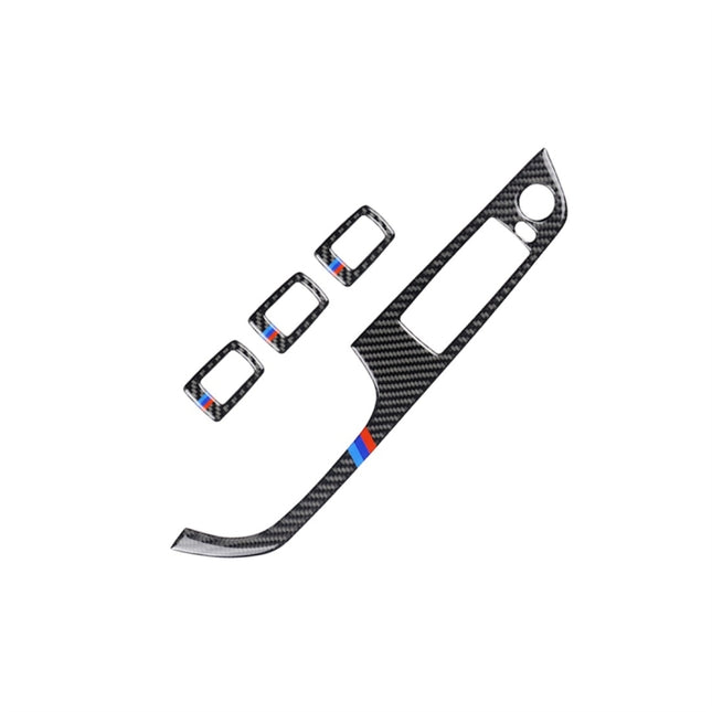 4 PCS Three Color Carbon Fiber Car Left Driving Lifting Panel Decorative Sticker without Folding for BMW E90 / 320i / 325i, Diameter: 37.8cm