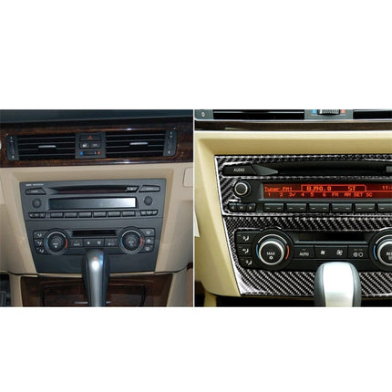 Carbon Fiber Car Central Control CD Panel Decorative Sticker for BMW E90 / E92 2005-2012, Non Navigation without Hole