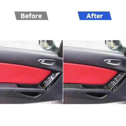 6 in 1 Car Carbon Fiber Left and Right Driving Seat Lift Decorative Sticker for Mazda RX8 2004-2008, Left Drive High-configured, Left and Right Driving Seat Lift, Left Drive High-configured