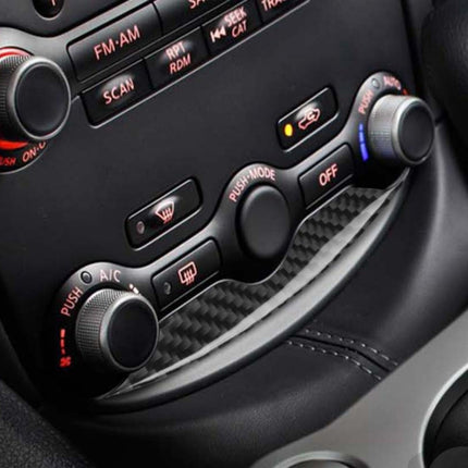 Car Carbon Fiber Air Conditioning Adjustment Decorative Strip for Nissan 370Z Z34 2009-, Left and Right Drive Universal