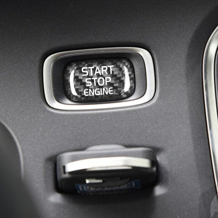 Car Carbon Fiber Engine Start Button Decorative Cover Trim for Volvo V40 2013-2019